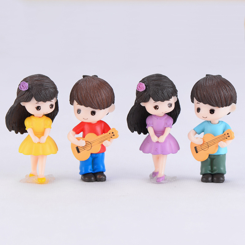 Home Decor Korea - Guitar Couple Lover Miniature Figurines Boy