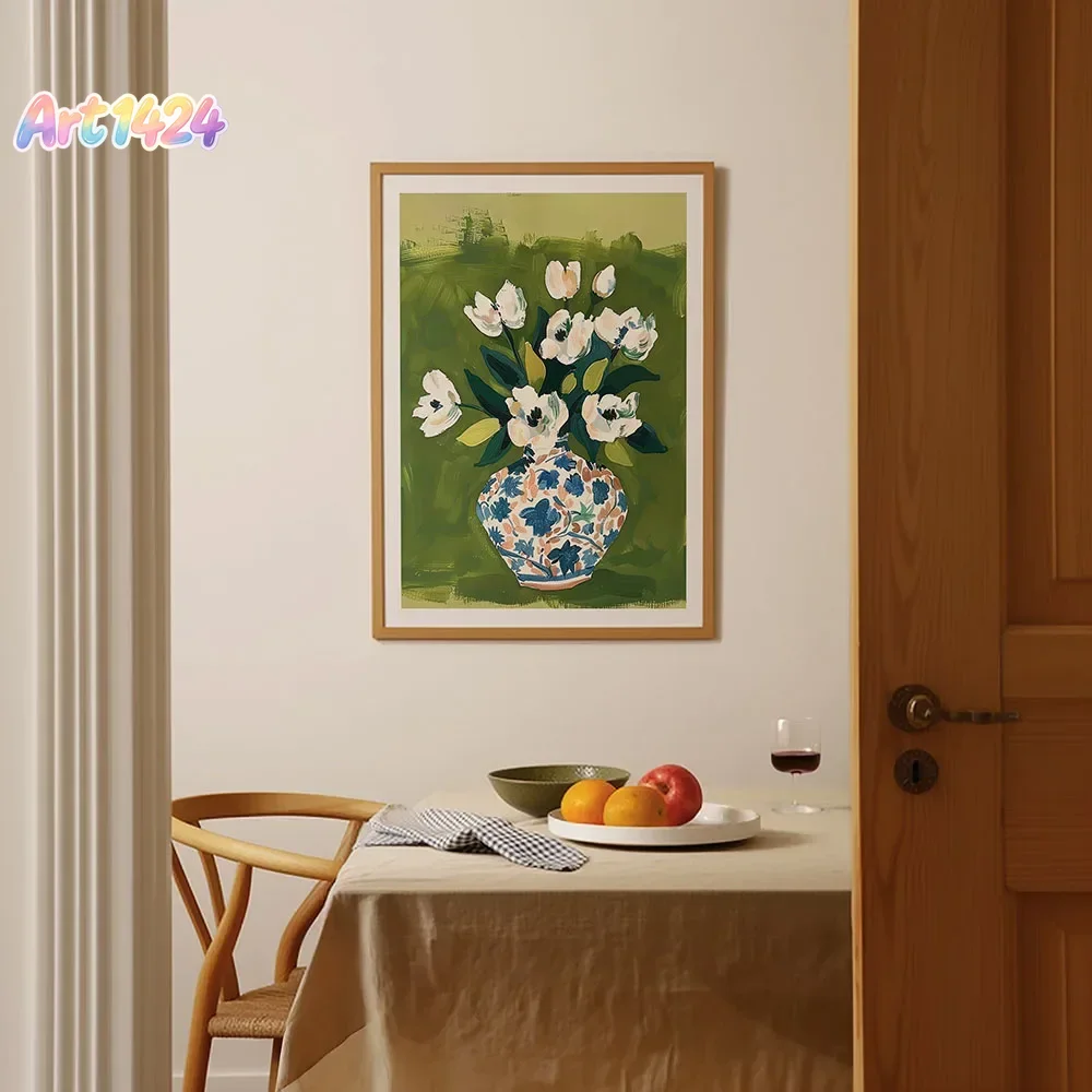 Home Decor Vase With Flowers - Colorful Flowers in Vase Canvas Painting