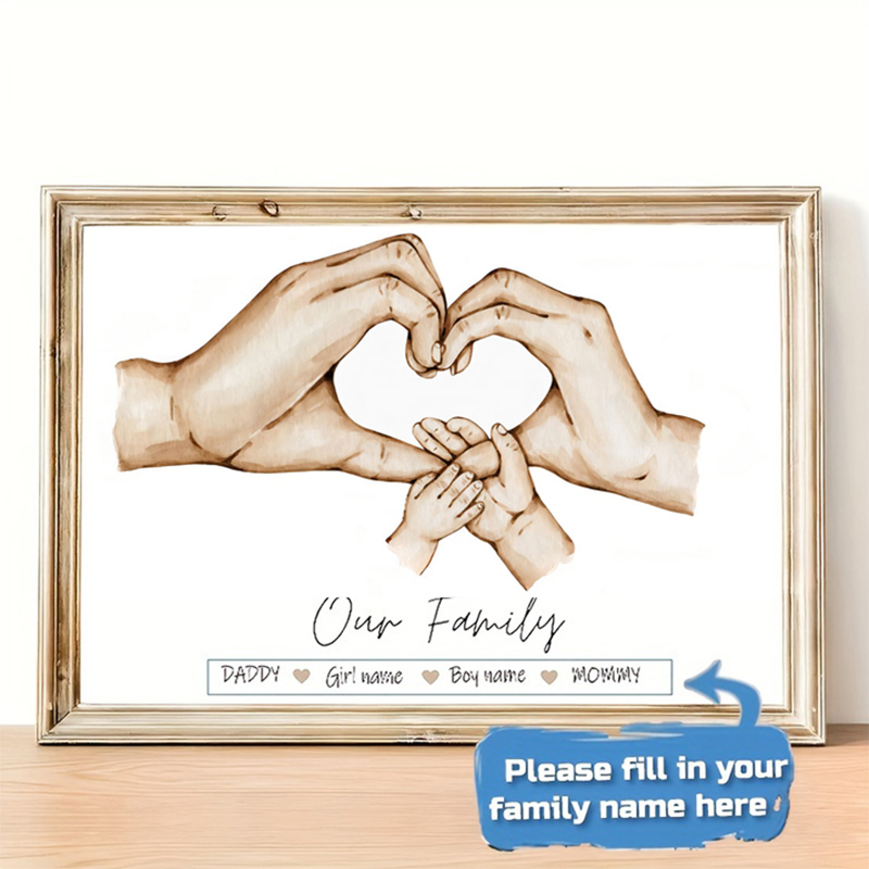 Home Decor Wall Pictures - Personalized Custom Family Hand Poster Name
