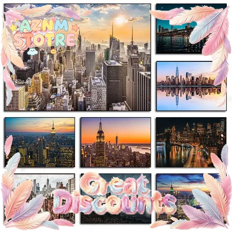 Home Decor New York - New York City Night Skyline Landscape