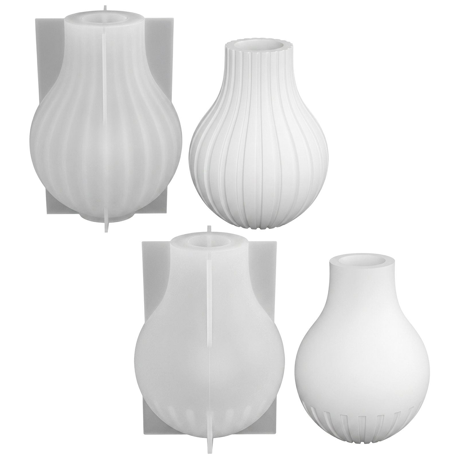 Home Decor Minimalist Style - Silicone Vase Mold with Stripe Design