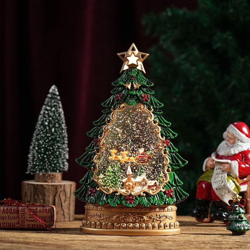 Home Decor Xmas Gifts - Snow Globe Music Box Christmas Santa