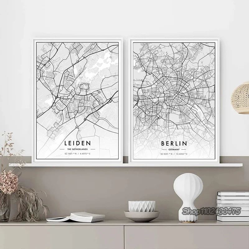 Home Decor New York - City Map Paris New York Canvas