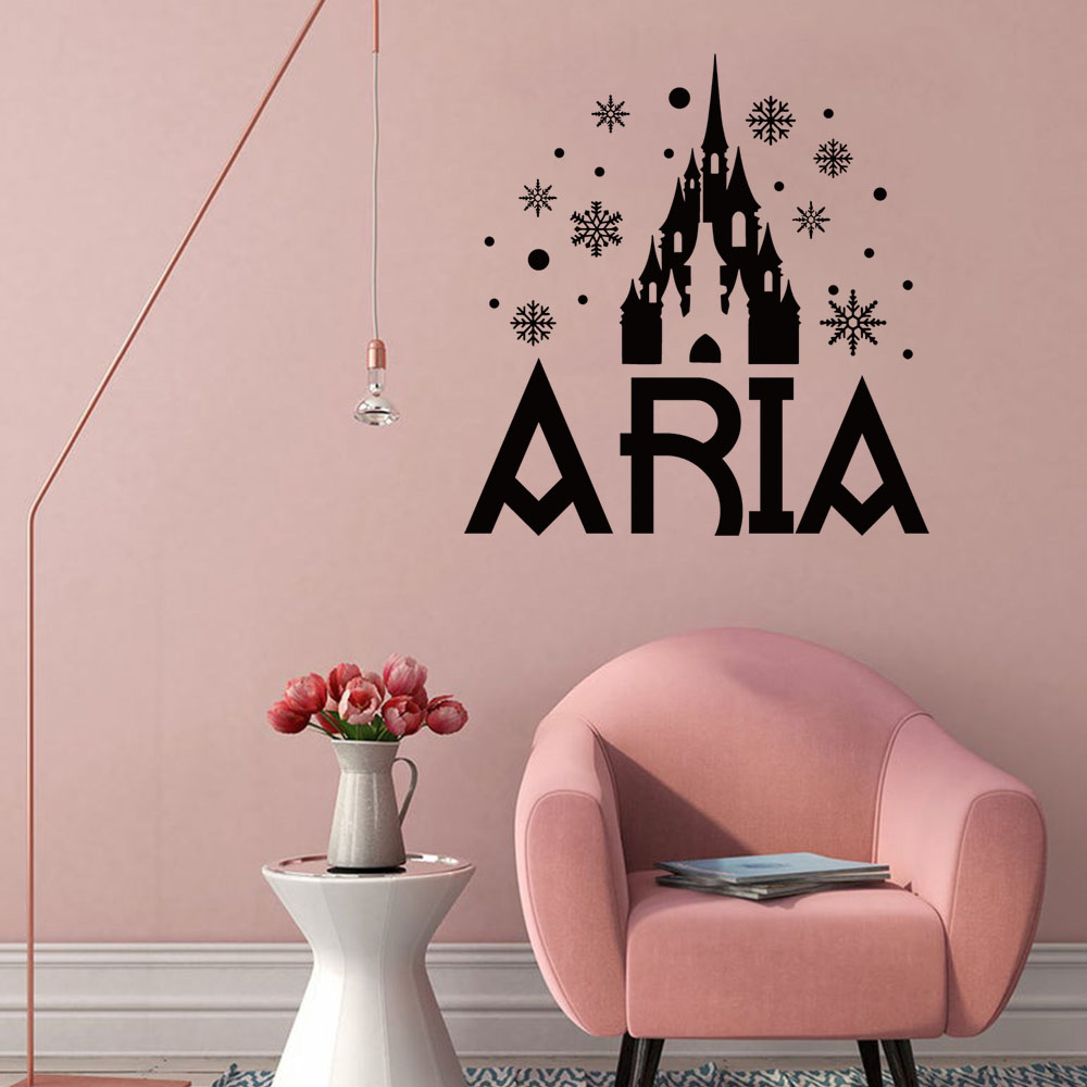 Home Decor Wallpaper - 1PC Cute Castle Snowflake Custom Text