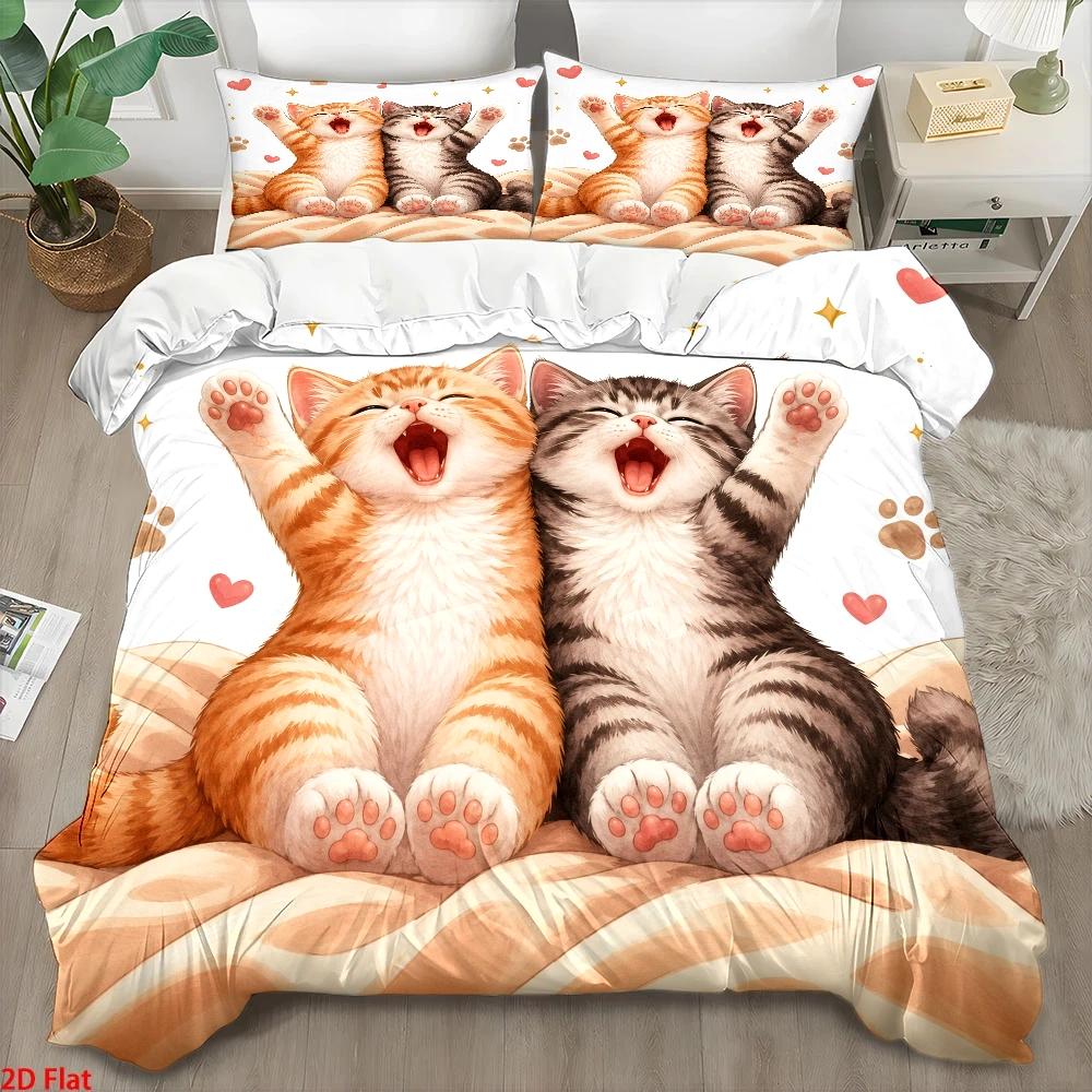 3Pc Cute Cat Print Duvet Cover - Home Decor Minimalist Style review and price
