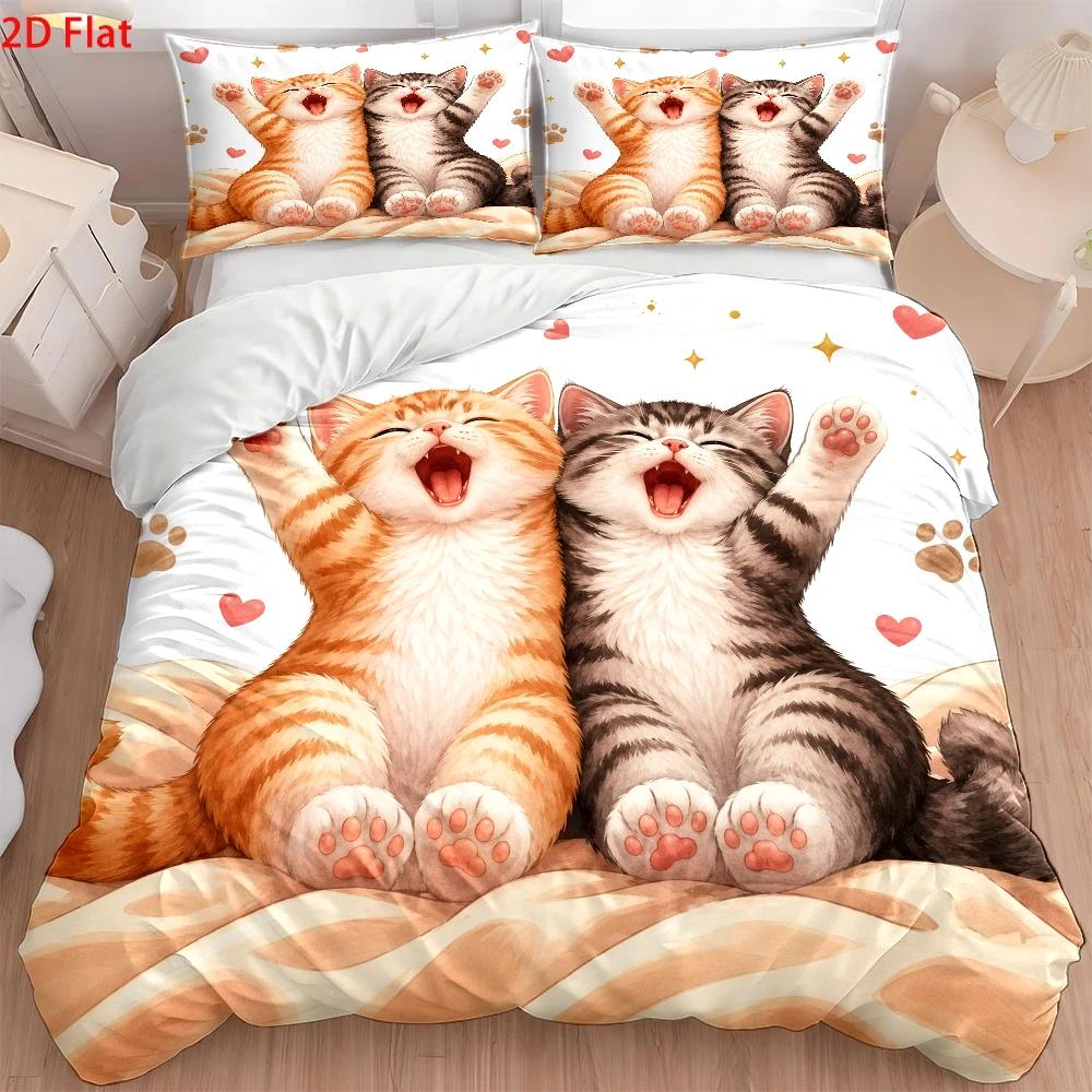 3Pc Cute Cat Print Duvet Cover - Home Decor Minimalist Style review and price