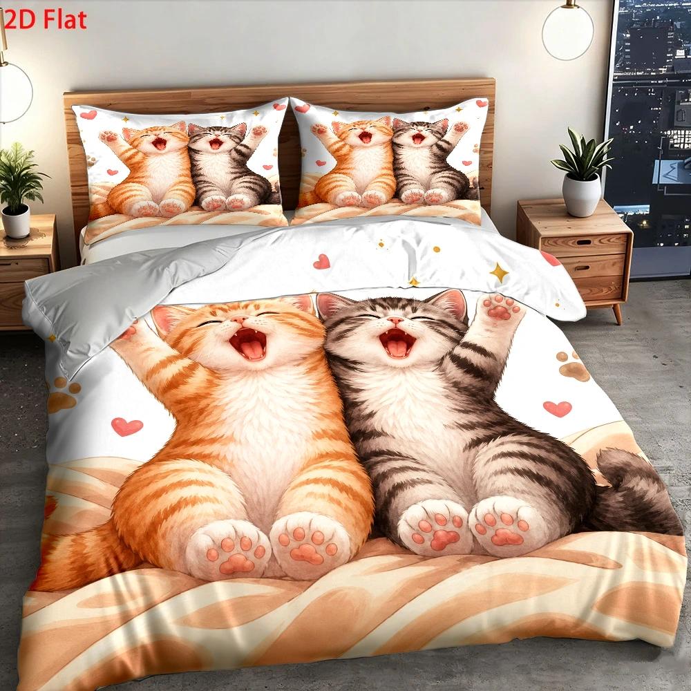 3Pc Cute Cat Print Duvet Cover - Home Decor Minimalist Style review and price