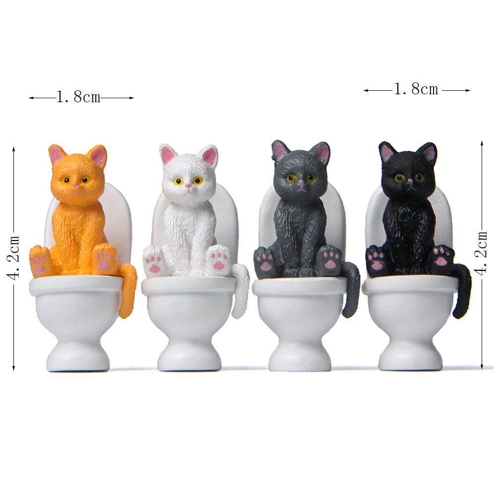 Cat Sit On Figurines Toilet Ca - Home Decor Korea review and price