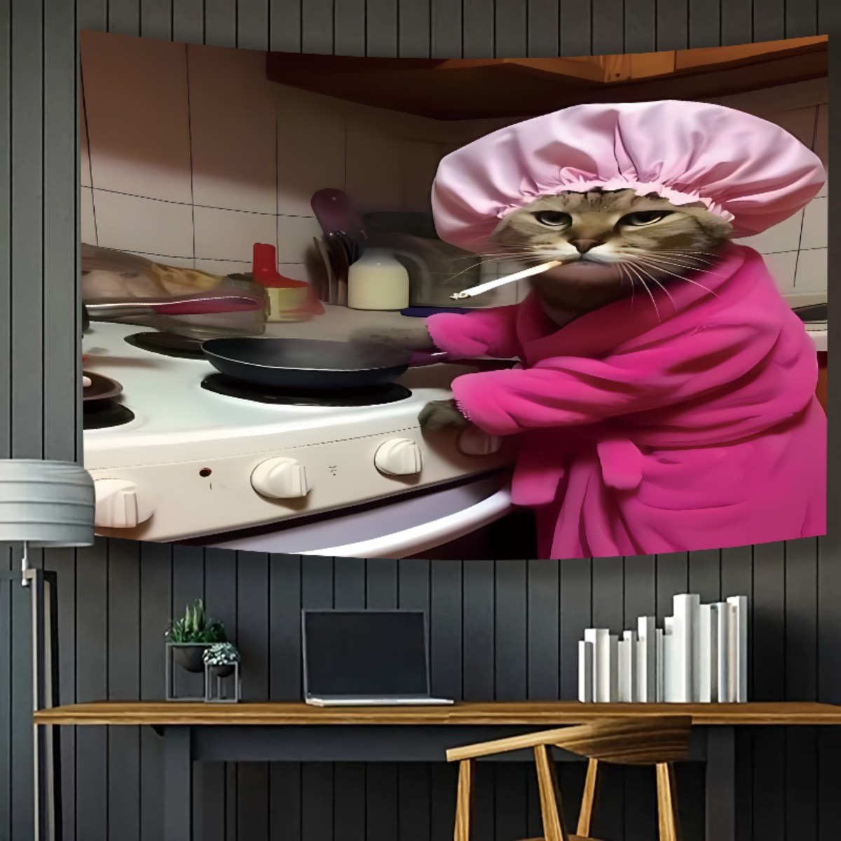 Cat Chef Pink Robe Wall Tapest - Home Decor Minimalist Style review and price