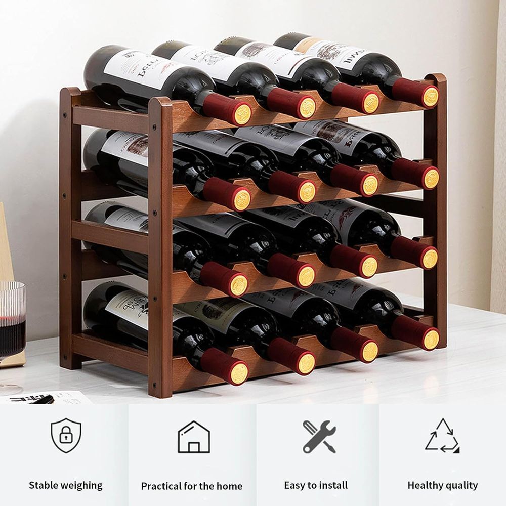 16 Bottle Wooden Wine Rack, 4  - Home Decor Minimalist Style review and price