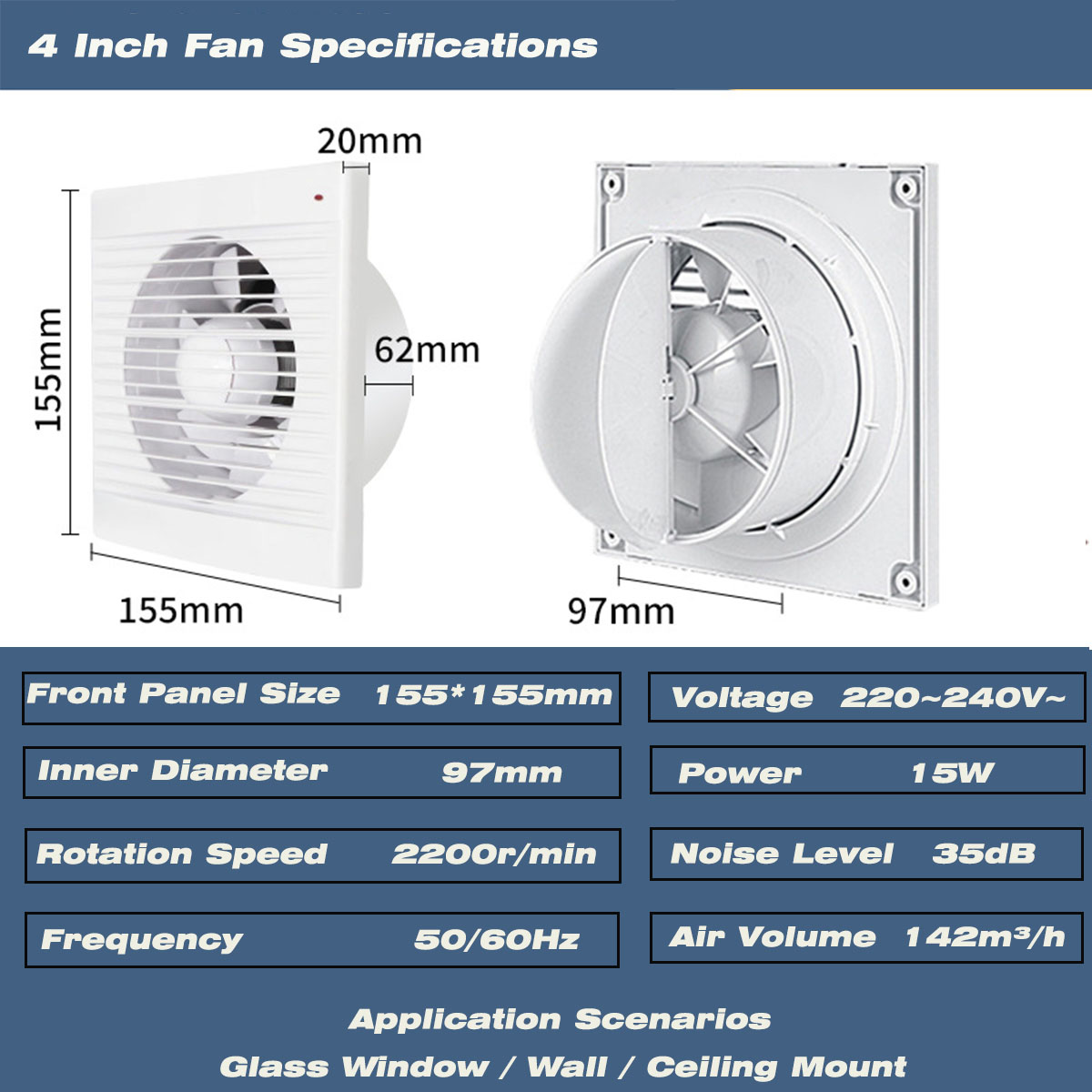 4 Inch Silent Window Mount Exh - Home Decor Uk review and price