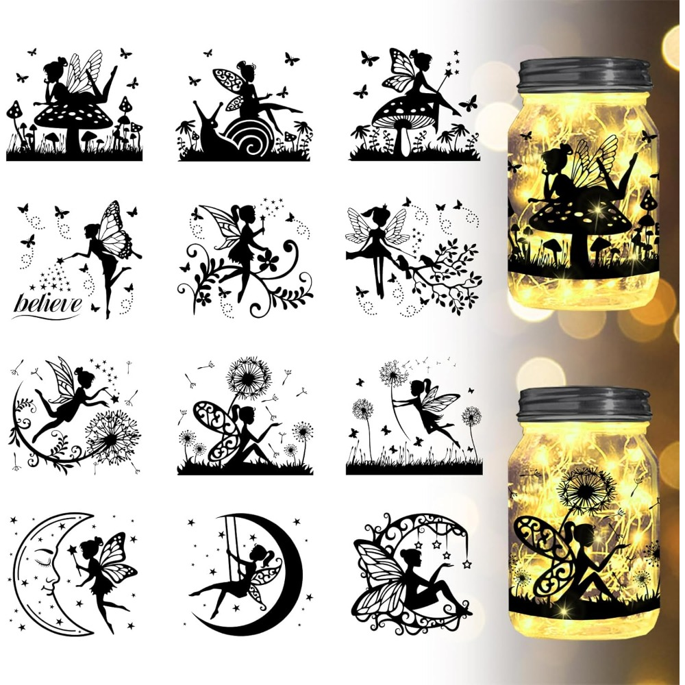 Elf Silhouette Jar Cutouts Pap - Home Decor Wallpaper review and price