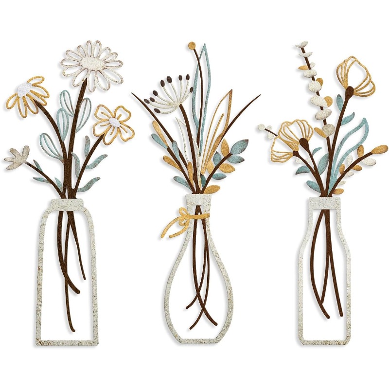 3pcs Metal Flowers Wall Decora - Home Decor Minimalist Style review and price