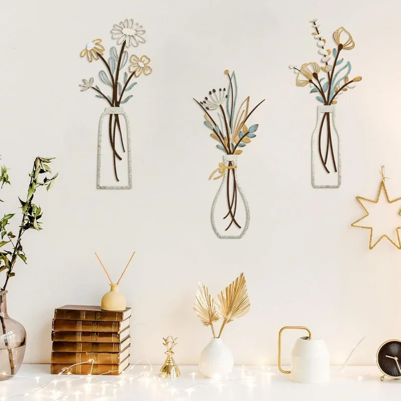 3pcs Metal Flowers Wall Decora - Home Decor Minimalist Style review and price