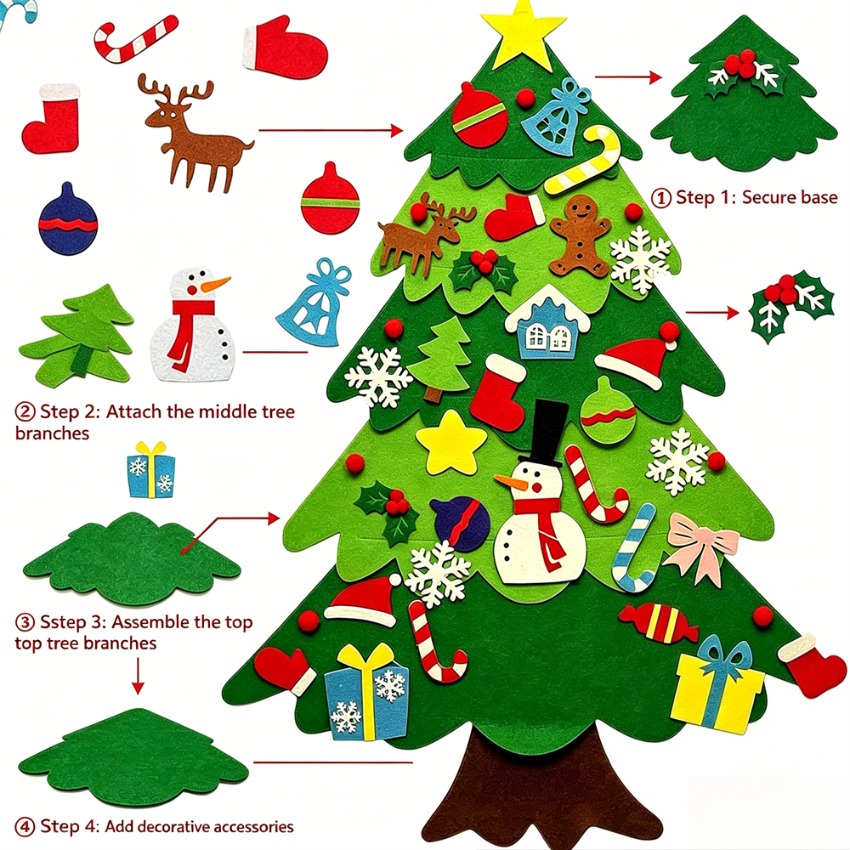 DIY Felt Christmas Tree with D - Home Decor Xmas Gifts review and price